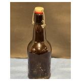 Vintage Amber Glass Swing Top Bottle 10' tall