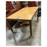 Metal & Wood Table on Wheels