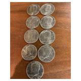 9 Kennedy Half Dollars dates of 1971&72