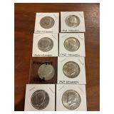 8 Kennedy Half Dollars 1967,68&69 dates