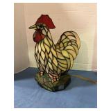 Tiffany style stained glass rooster lamp