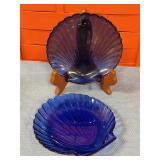 Cobalt Blue Shell Shaped desert plates (6)