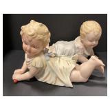 Vintage Bisque Porcelain Piano Babies Figurines