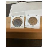 1918, 1919 British penny, copper