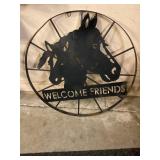 Metal Horse Welcome sign 24"round