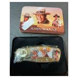 John Wayne pocket knife and metal box