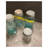 4jars 3 blue ball, 1atlas  1/2 pint