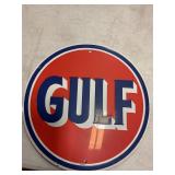 Metal Gulf sign 11 1/2 in