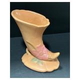 Vintage Weller Wild Rose Cornucopia Horn Vase