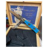 The Babe Ruth pocket knife in wood display