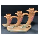 Weller Wild Rose Pottery Triple Candle Holder