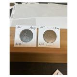 2- 1907 British pennies
