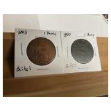 1883 & 1890 British copper Penny