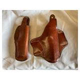 Handgun leather belt holsters