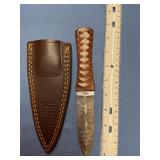 Damascus knife with sheath