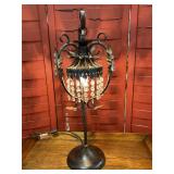 Vintage Metal & Crystal Table Lamp