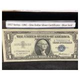 1957 Series-UNC-$1 Silver Certificate- Blue Seal