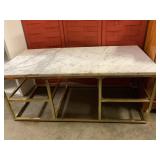 Marble top brass frame coffee table