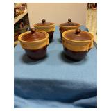 Stoneware Crocks with lids  4ï¿½ tall