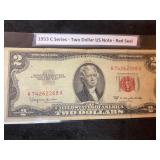 1953C  Series ï¿½ UNC ï¿½ $2 US note ï¿½ red seal