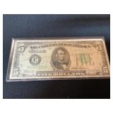 1934-C  Green Seal Five Dollar Bill