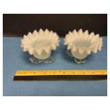 Unmarked Fenton Milk Glass ruffled top Bowls