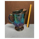 Indian Glass Pitcher w/ Grape Pattern