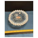 Fenton ruffled edge glass candle holder