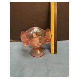 Fenton hand-painted glass compote