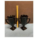 Black Amethyst Glass vases w/Dancing Nymph Design