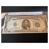1934-A Five Dollar Silver Certificate Blue Seal