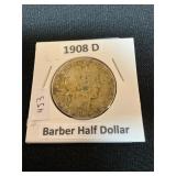 1908-D Barber Half Dollar