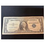 1957-B Silver Certificate Blue Seal Dollar Bill