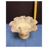 Fenton Hand-painted custard glass compote