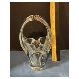 Hand blown split handle basket