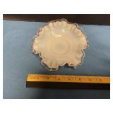 Unmarked Fenton Milk Glass ruffled top Bowl