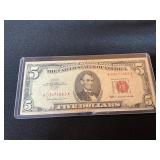 1963 Red Seal Five Dollar Bill