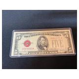 1928-F Red Seal Five Dollar Bill