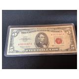 1963 Red Seal Five Dollar Bill