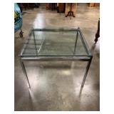 Chrome frame w/ glass top end table