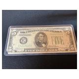 1934  Green Seal Five Dollar Bill