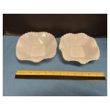 Milk glass Hazel Atlas square candy dishes