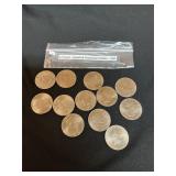 Assorted Eisenhower Dollar Coins UNC 12 total