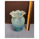 Unmarked Fenton blue opalescent hobnail base
