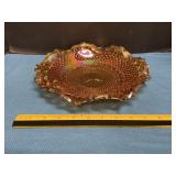 Indiana marigold carnival glass bowl