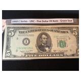 1950-C UNC Five Dollar FR Note Green Seal