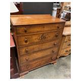 Wood 5 drawer chest  with key