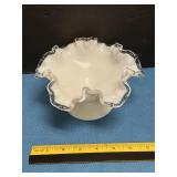 Unmarked Fenton Milk Glass ruffled top Bowl