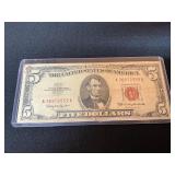 1963 Red Seal Five Dollar Bill