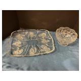 Crystal serving platter & bowl